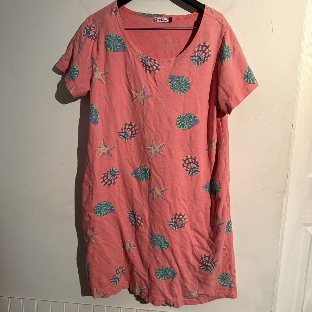 Sunbay XL Nautical Seashell Starfish Beachy Dress Coverup Travel Coastal